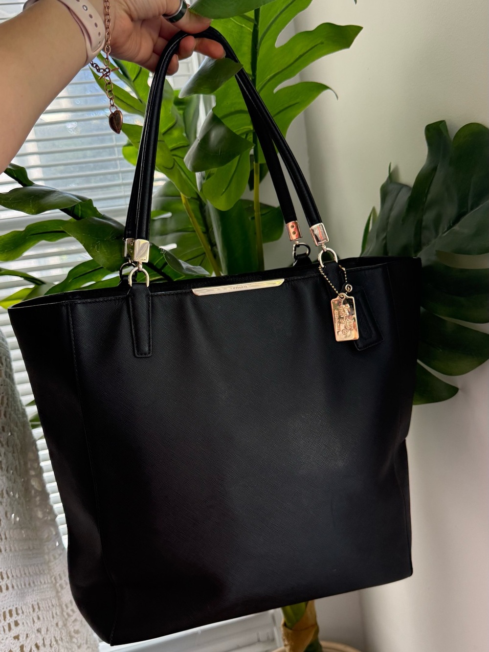 Coach Black Saffiano Leather Tote Bag